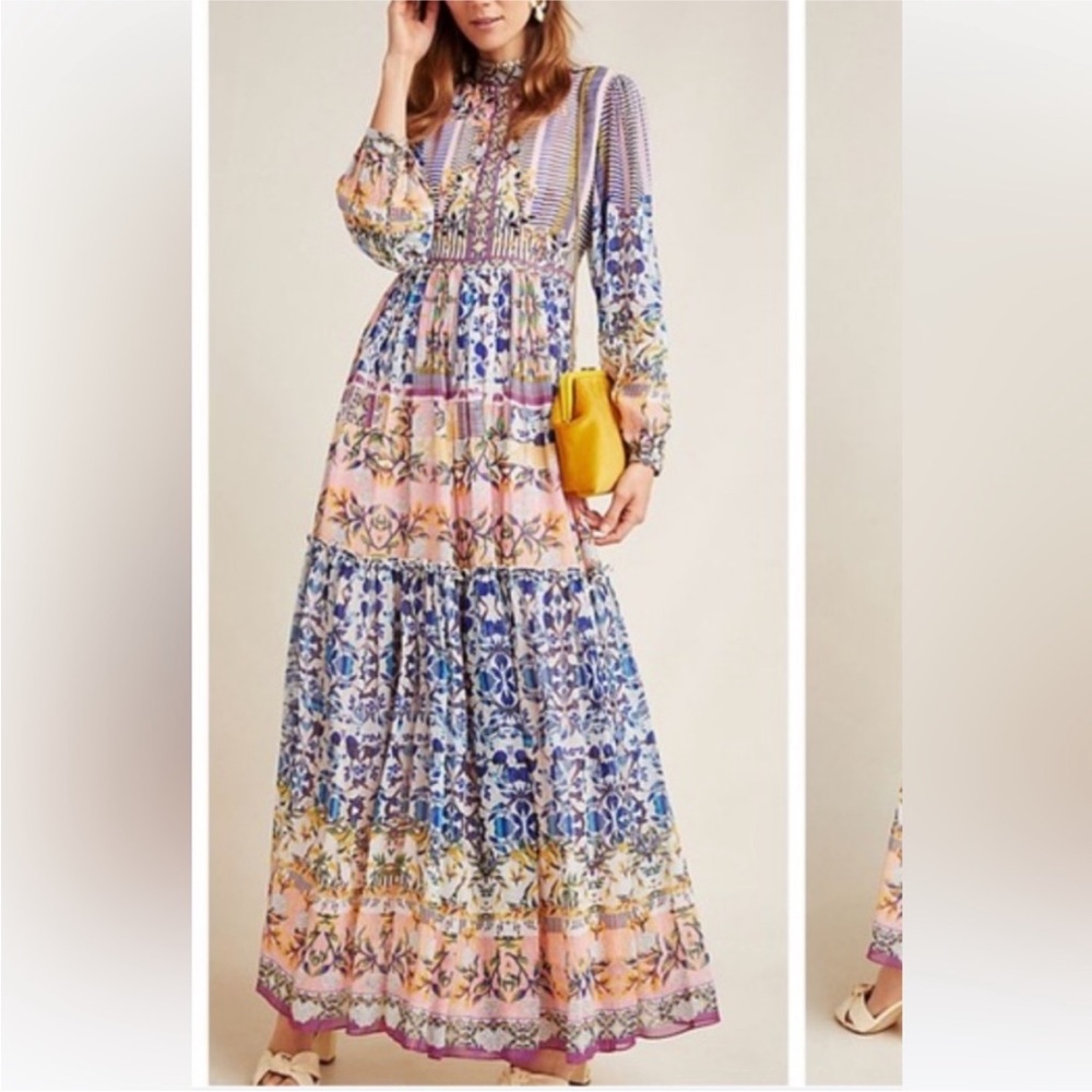 Anthropology Floral Multicolor Maxi Dress